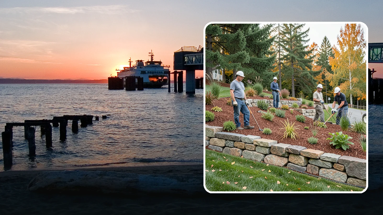 Rockery Wall Installation in Edmonds, Snohomish County, WA - A regional PNW favorite of stacked quarry rock built as a free-draining rockery to stabilize and beautify Western Washington...