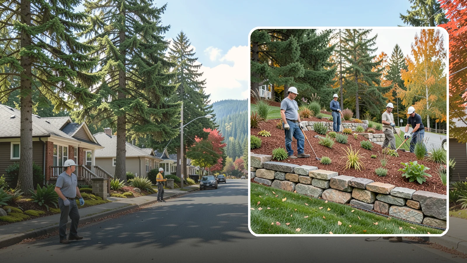 Rockery Wall Installation in Hunts Point, King County, WA - A regional PNW favorite of stacked quarry rock built as a free-draining rockery to stabilize and beautify Western Washington...
