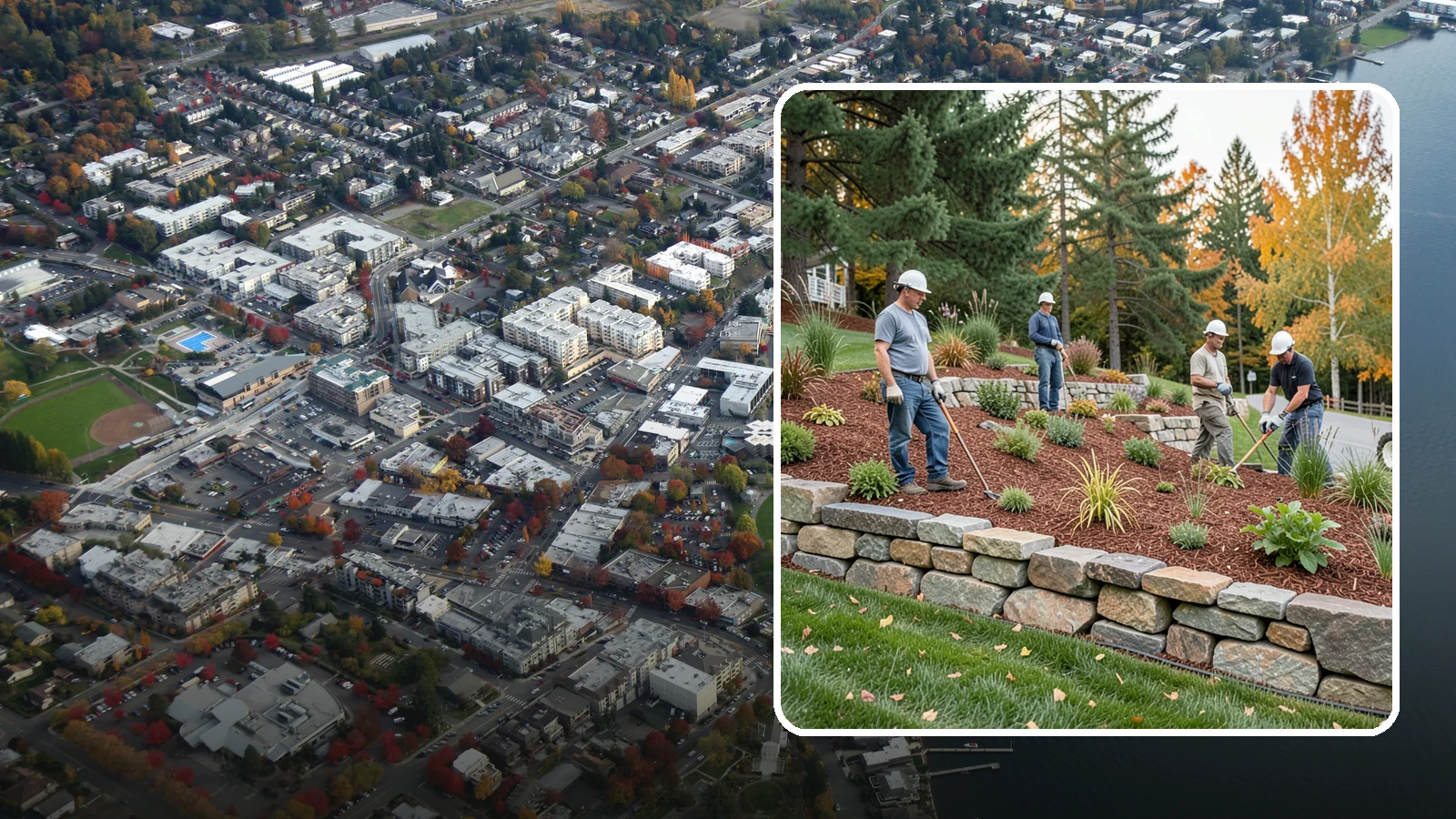 Rockery Wall Installation in Kirkland, King County, WA - A regional PNW favorite of stacked quarry rock built as a free-draining rockery to stabilize and beautify Western Washington...