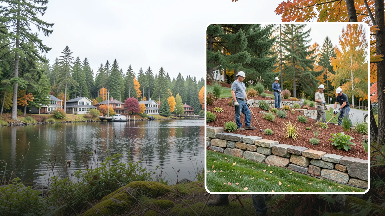 Rockery Wall Installation in La Conner, Skagit County, WA - A regional PNW favorite of stacked quarry rock built as a free-draining rockery to stabilize and beautify Western Washington...