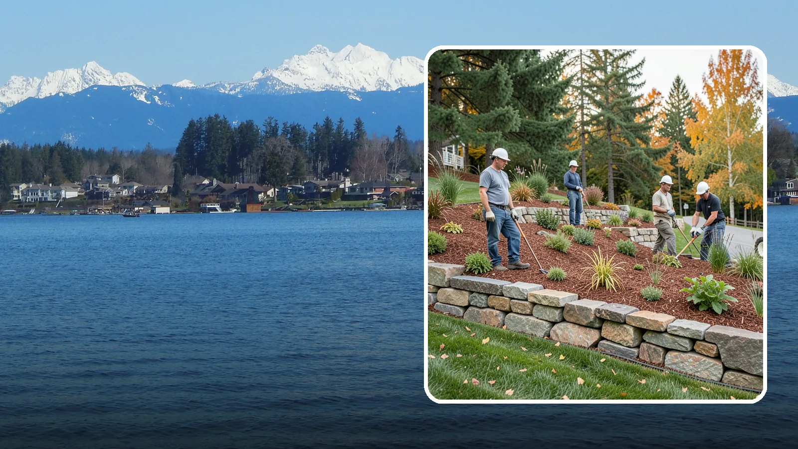 Rockery Wall Installation in Lake Stevens, Snohomish County, WA - A regional PNW favorite of stacked quarry rock built as a free-draining rockery to stabilize and beautify Western Washington...
