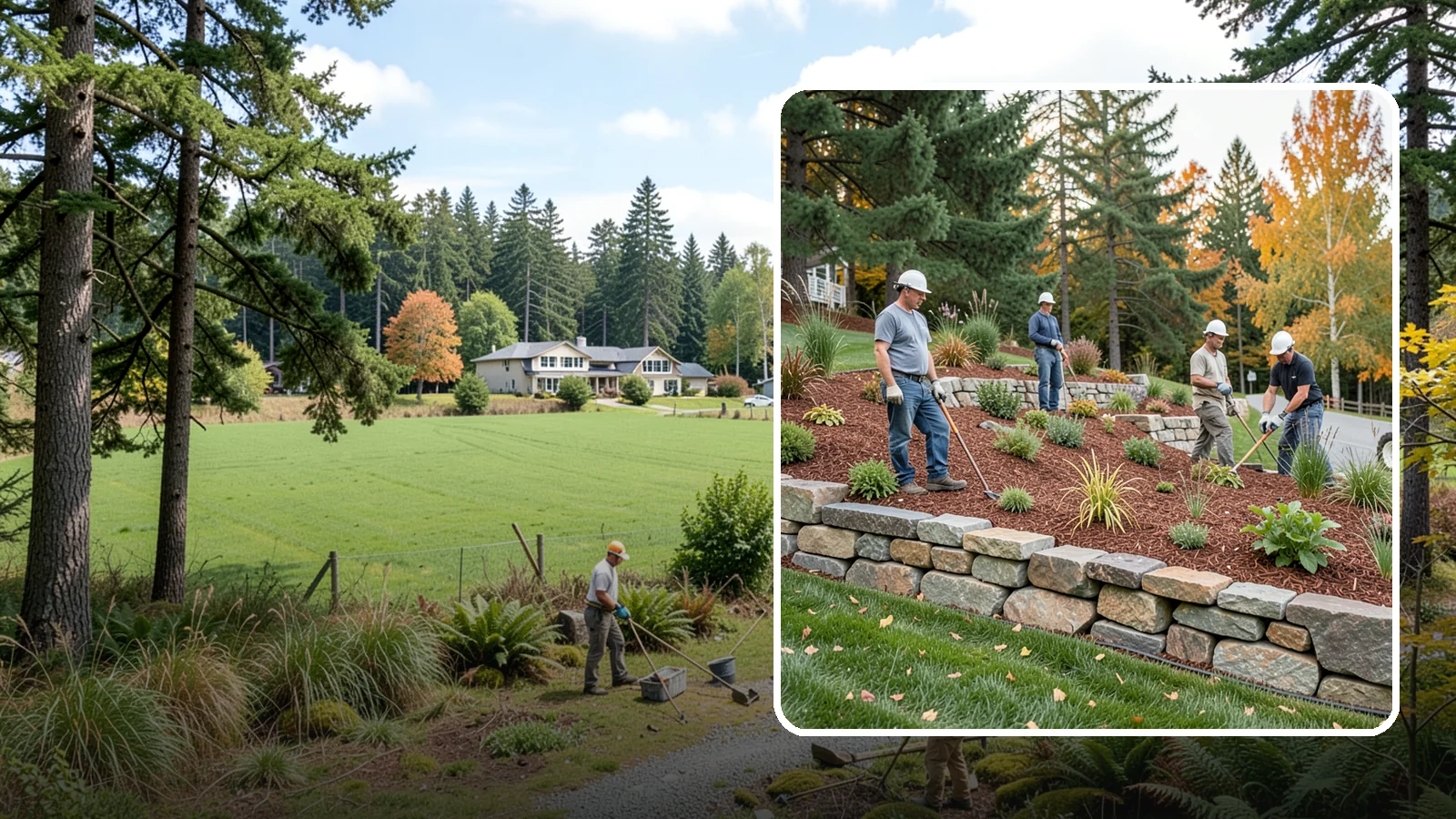 Rockery Wall Installation in Lyman, Skagit County, WA - A regional PNW favorite of stacked quarry rock built as a free-draining rockery to stabilize and beautify Western Washington...