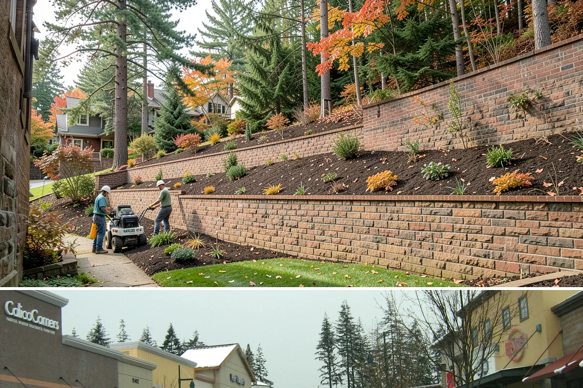 Rockery Wall Installation in Mill Creek, Snohomish County, WA - Best installed in the drier spring-through-fall window when equipment can work the slope without disturbing saturated PNW soils.