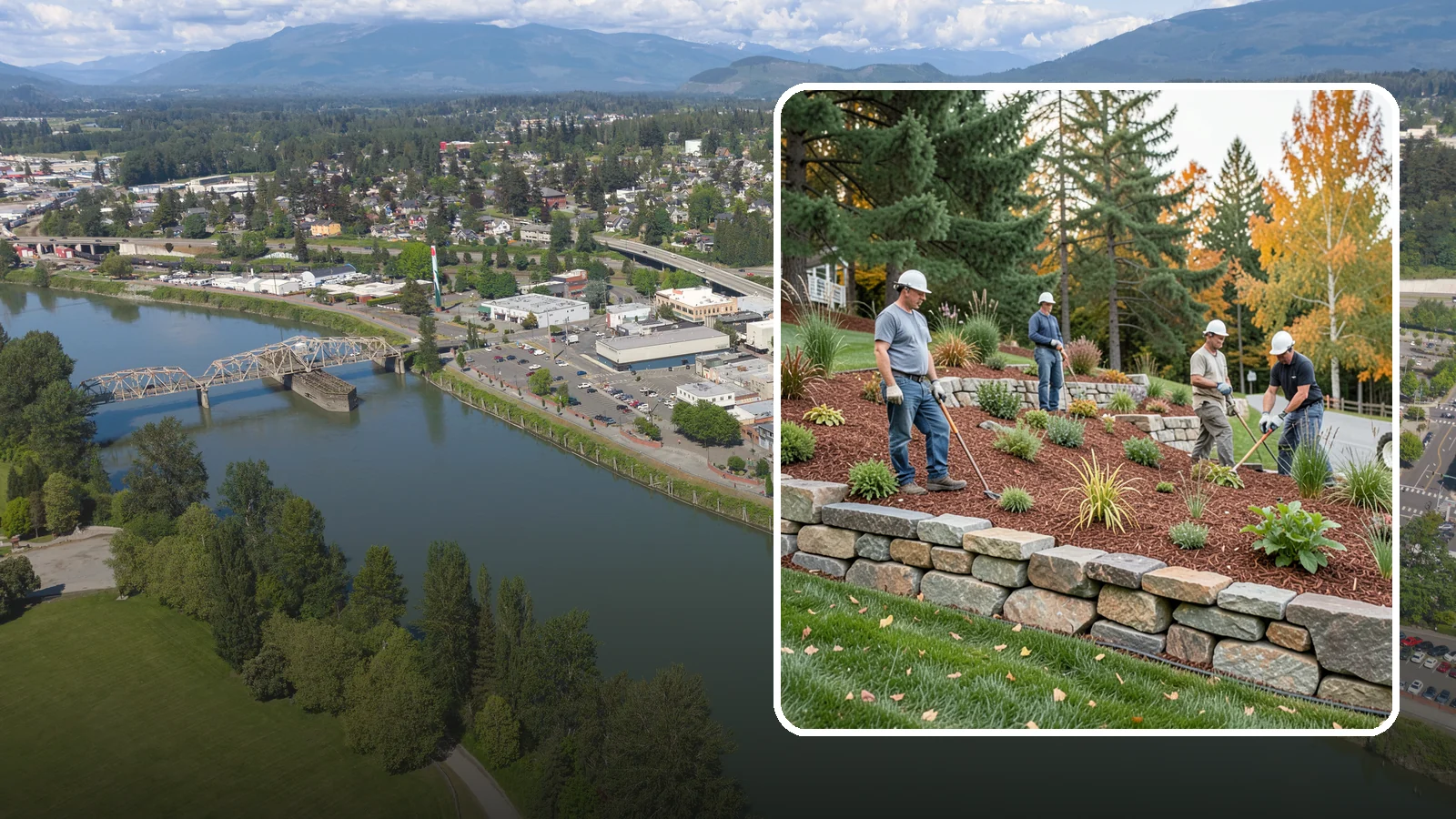 Rockery Wall Installation in Mount Vernon, Skagit County, WA - A regional PNW favorite of stacked quarry rock built as a free-draining rockery to stabilize and beautify Western Washington...
