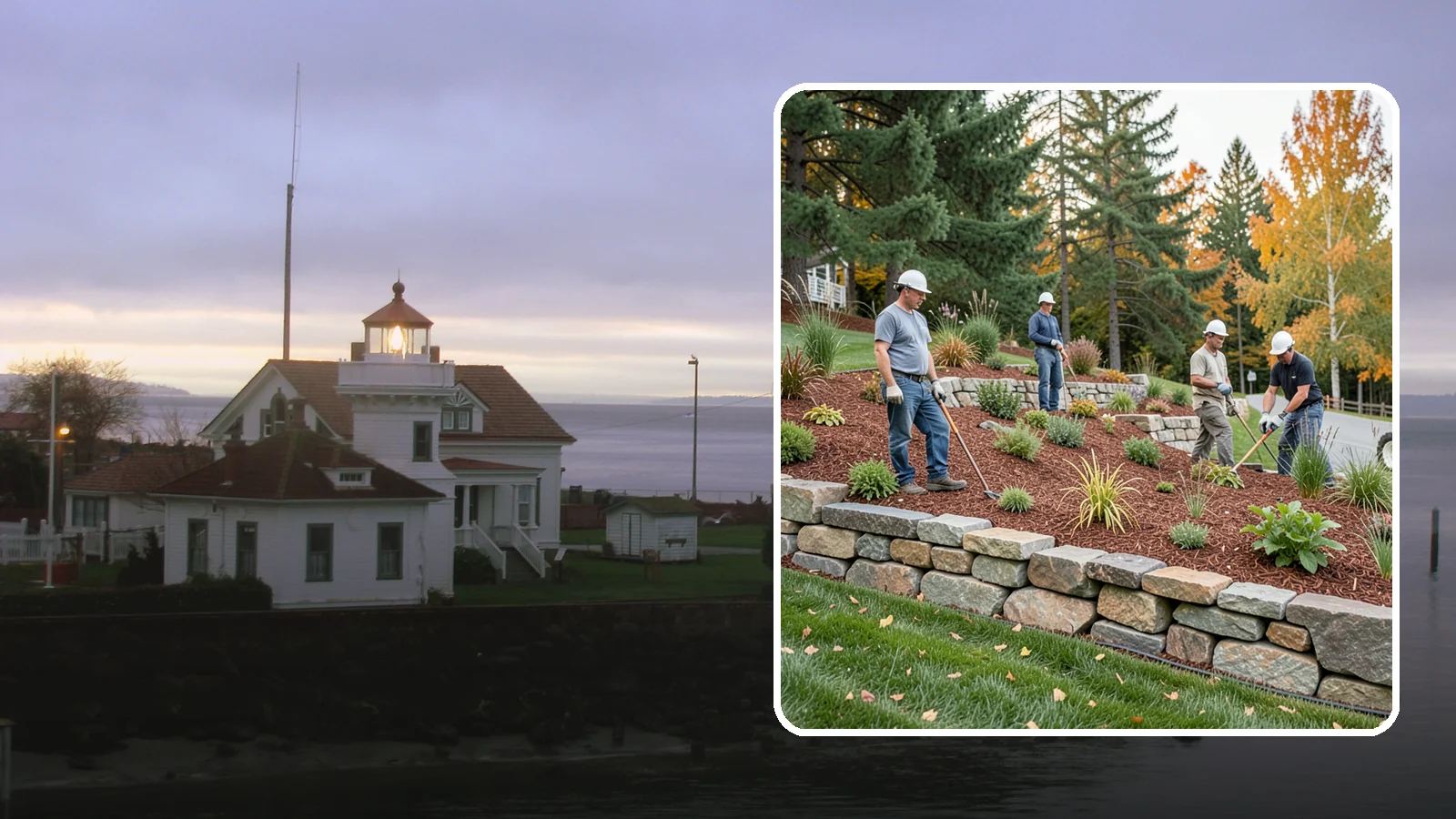 Rockery Wall Installation in Mukilteo, Snohomish County, WA - A regional PNW favorite of stacked quarry rock built as a free-draining rockery to stabilize and beautify Western Washington...