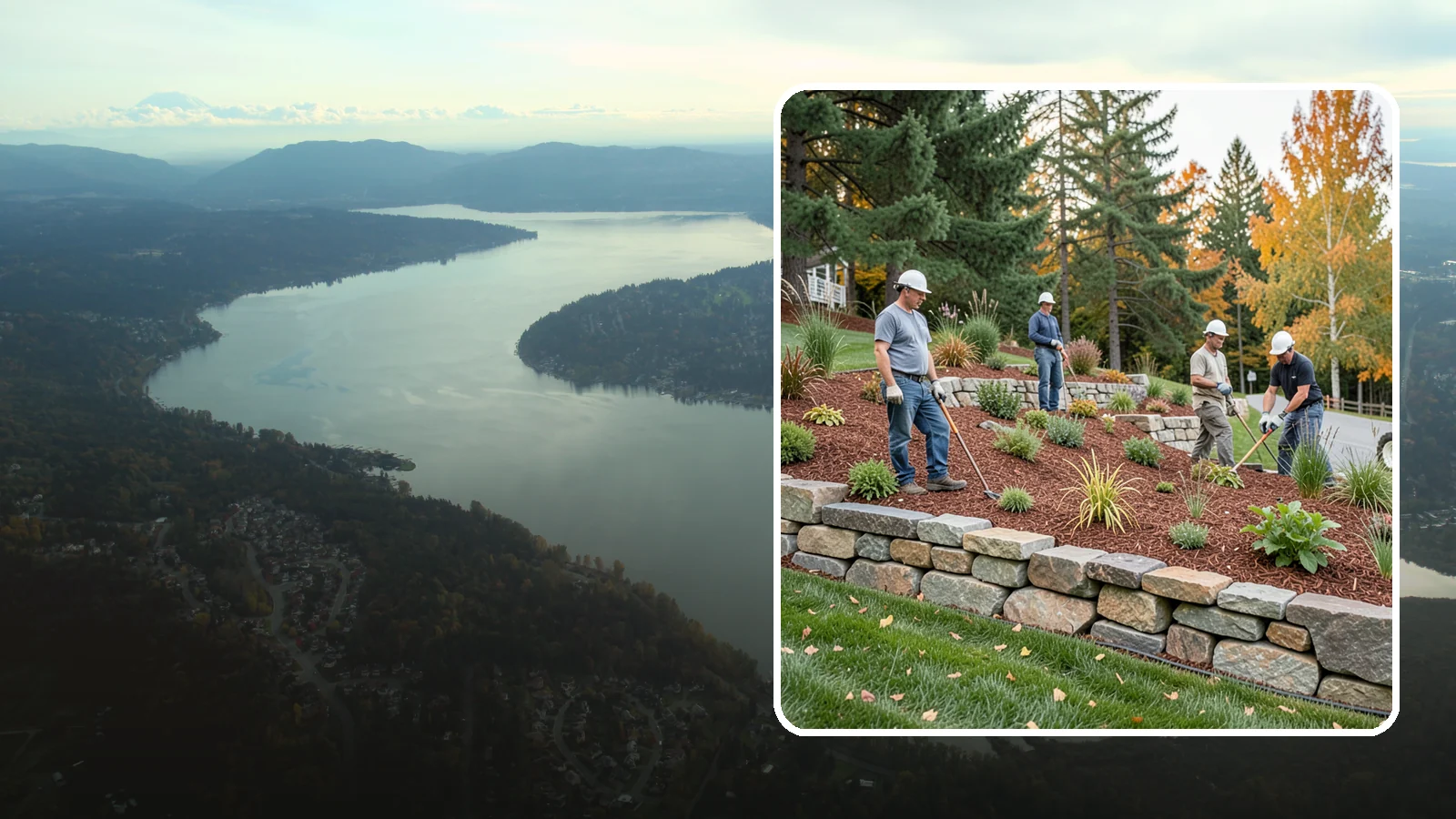 Rockery Wall Installation in Sammamish, King County, WA - A regional PNW favorite of stacked quarry rock built as a free-draining rockery to stabilize and beautify Western Washington...