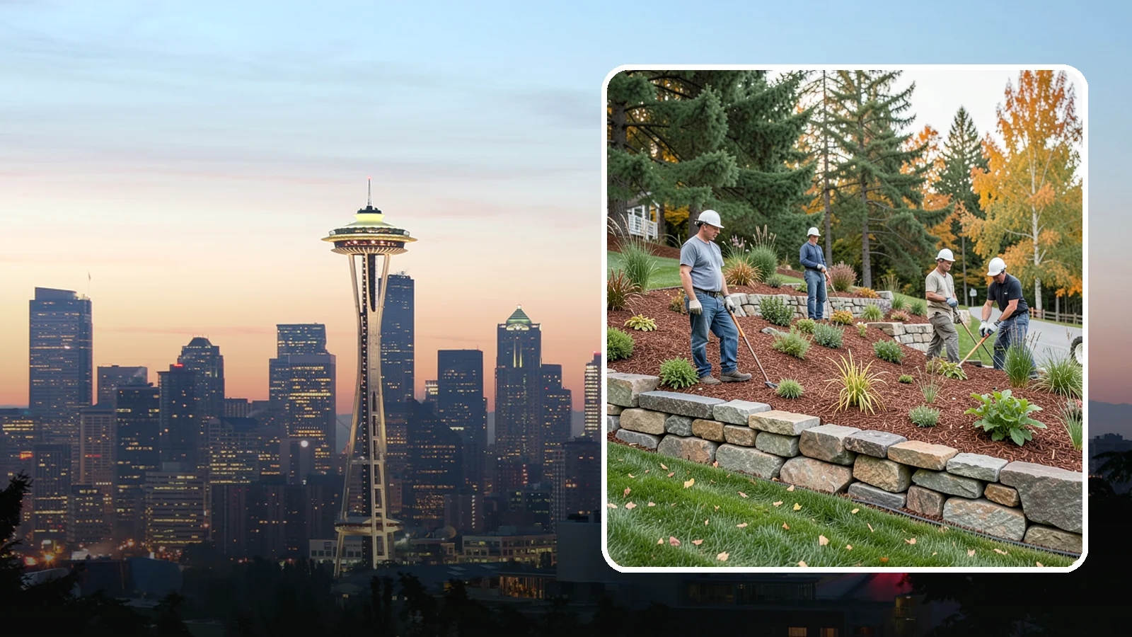 Rockery Wall Installation in Seattle, King County, WA - A regional PNW favorite of stacked quarry rock built as a free-draining rockery to stabilize and beautify Western Washington...