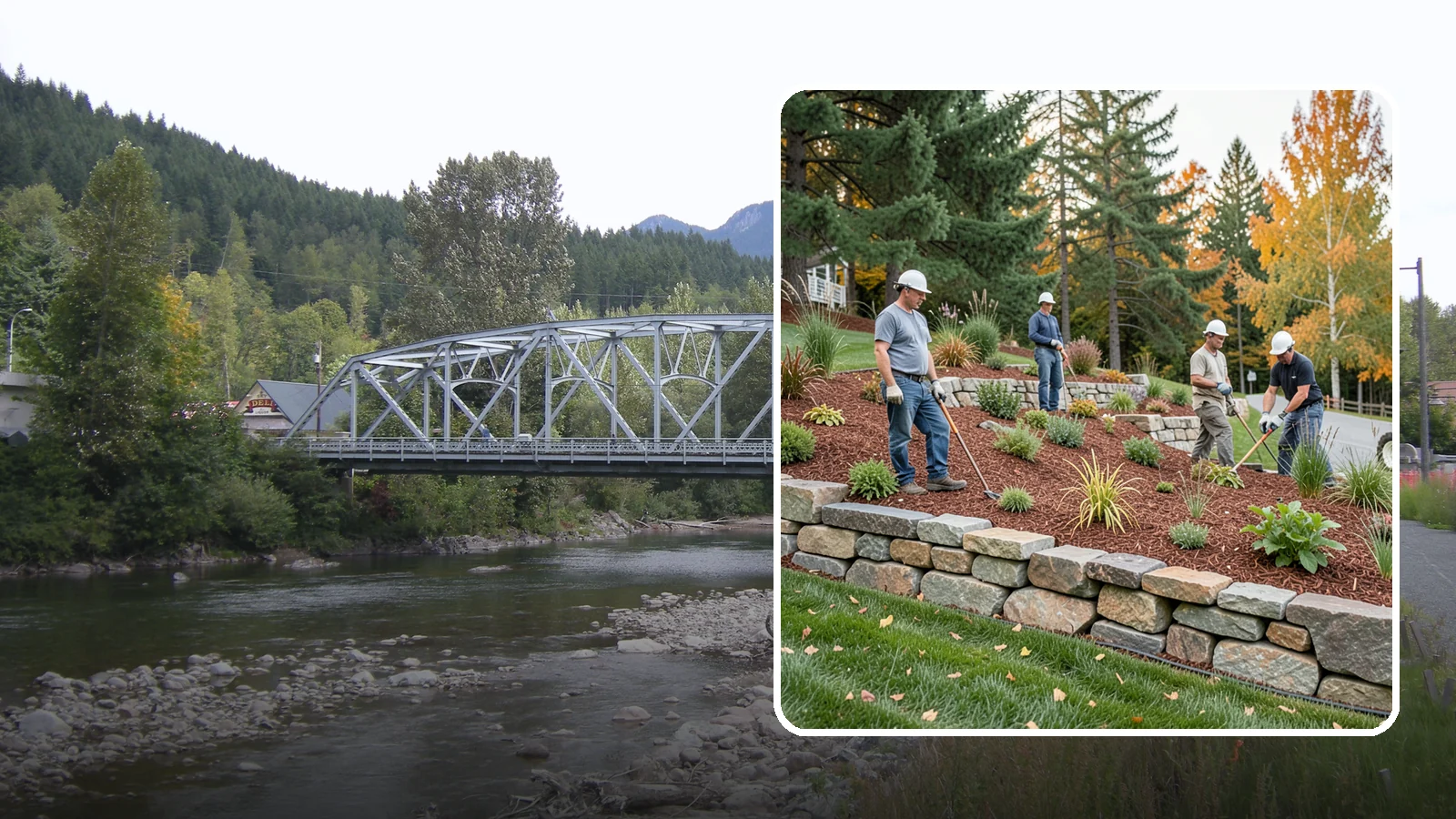 Rockery Wall Installation in Skykomish, King County, WA - A regional PNW favorite of stacked quarry rock built as a free-draining rockery to stabilize and beautify Western Washington...