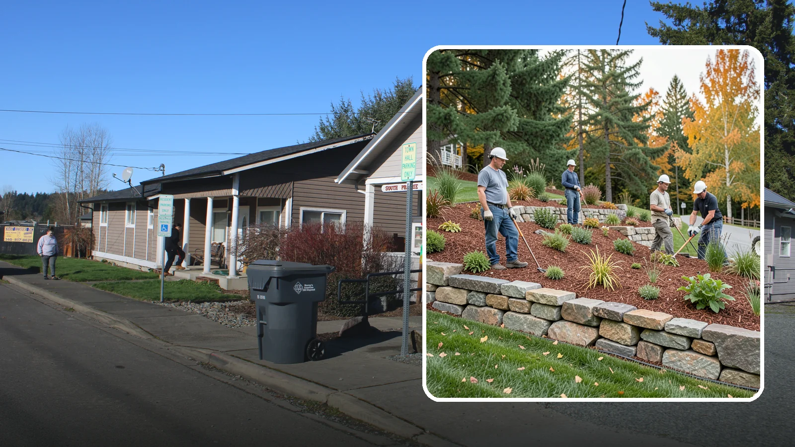 Rockery Wall Installation in South Prairie, Pierce County, WA - A regional PNW favorite of stacked quarry rock built as a free-draining rockery to stabilize and beautify Western Washington...