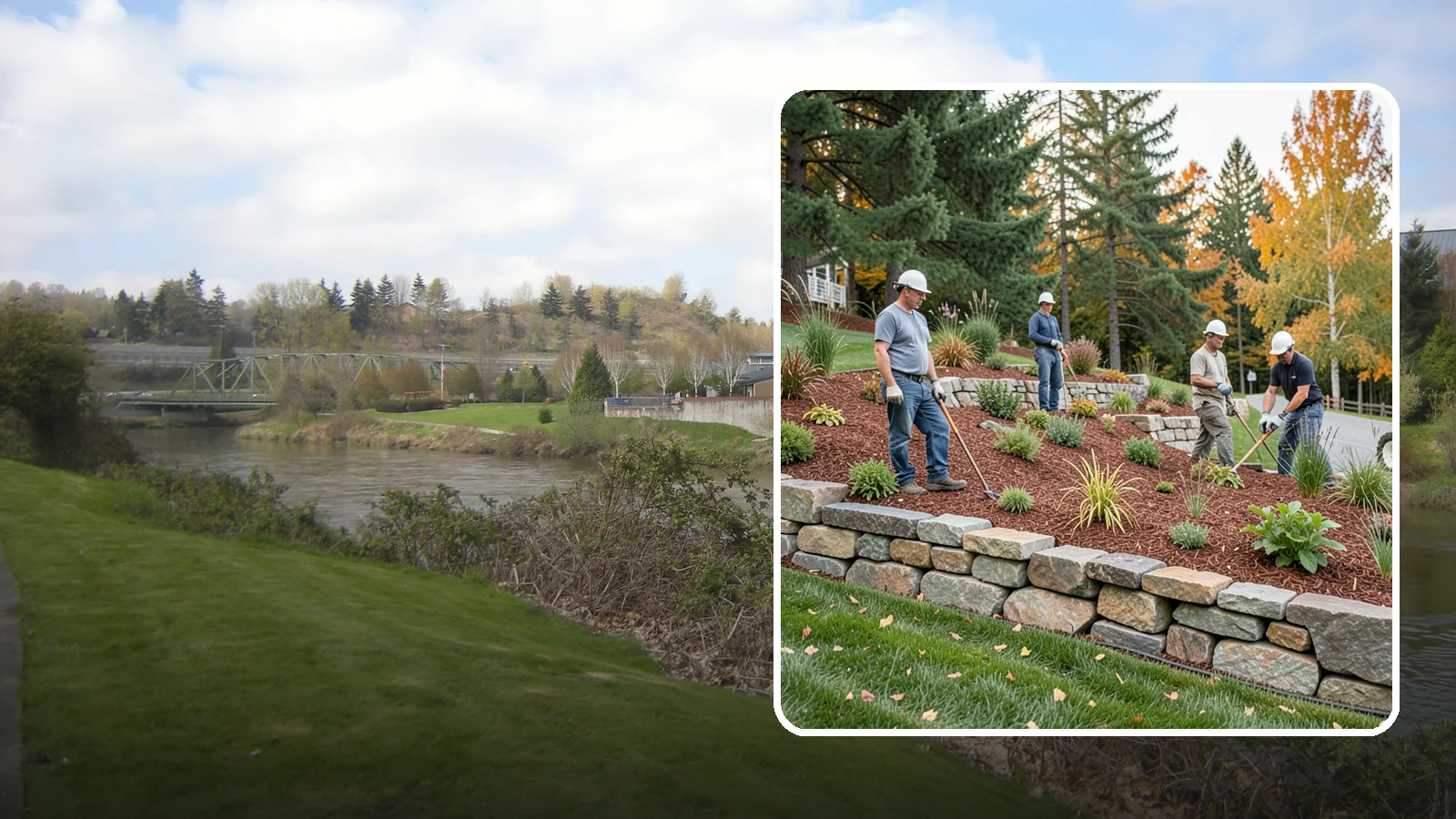 Rockery Wall Installation in Tukwila, King County, WA - A regional PNW favorite of stacked quarry rock built as a free-draining rockery to stabilize and beautify Western Washington...