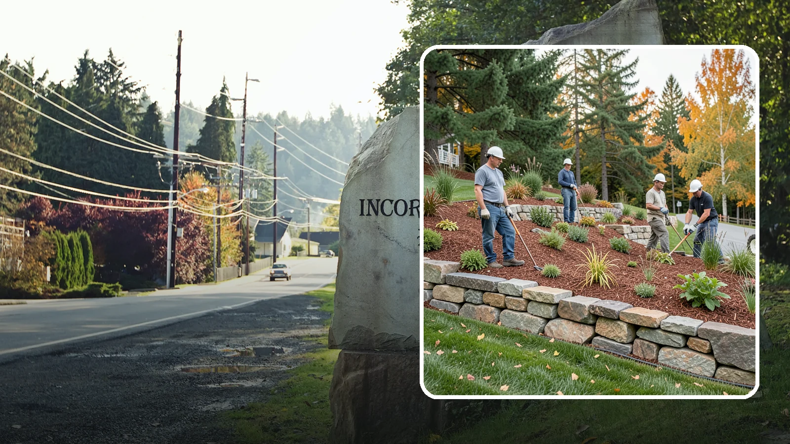 Rockery Wall Installation in Wilkeson, Pierce County, WA - A regional PNW favorite of stacked quarry rock built as a free-draining rockery to stabilize and beautify Western Washington...