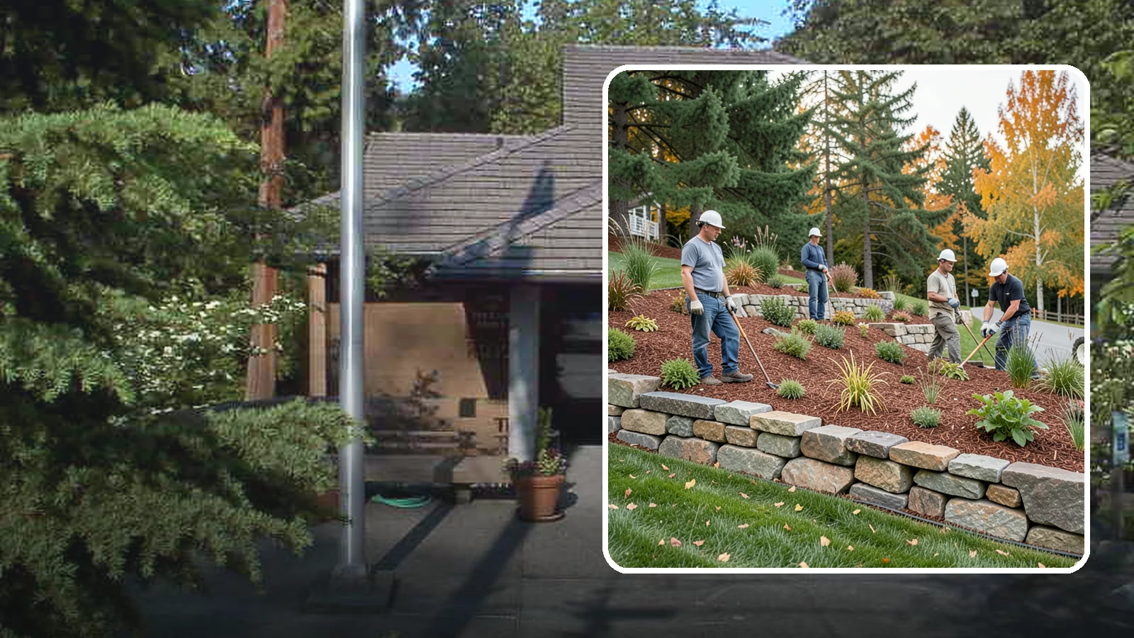 Rockery Wall Installation in Yarrow Point, King County, WA - A regional PNW favorite of stacked quarry rock built as a free-draining rockery to stabilize and beautify Western Washington...