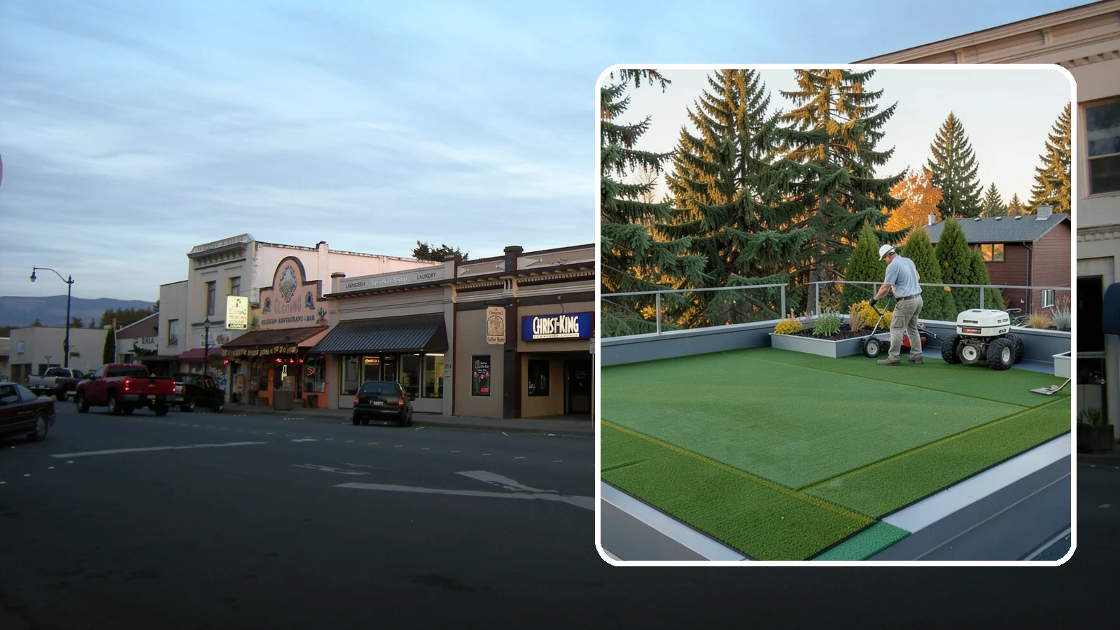 Rooftop & Balcony Turf Installation in Burlington, Skagit County, WA - Lightweight turf for rooftops, balconies, and decks that adds green space to hard surfaces with fast drainage.