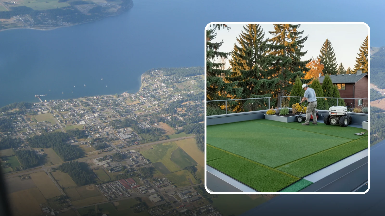 Rooftop & Balcony Turf Installation in Coupeville, Island County, WA - Lightweight turf for rooftops, balconies, and decks that adds green space to hard surfaces with fast drainage.