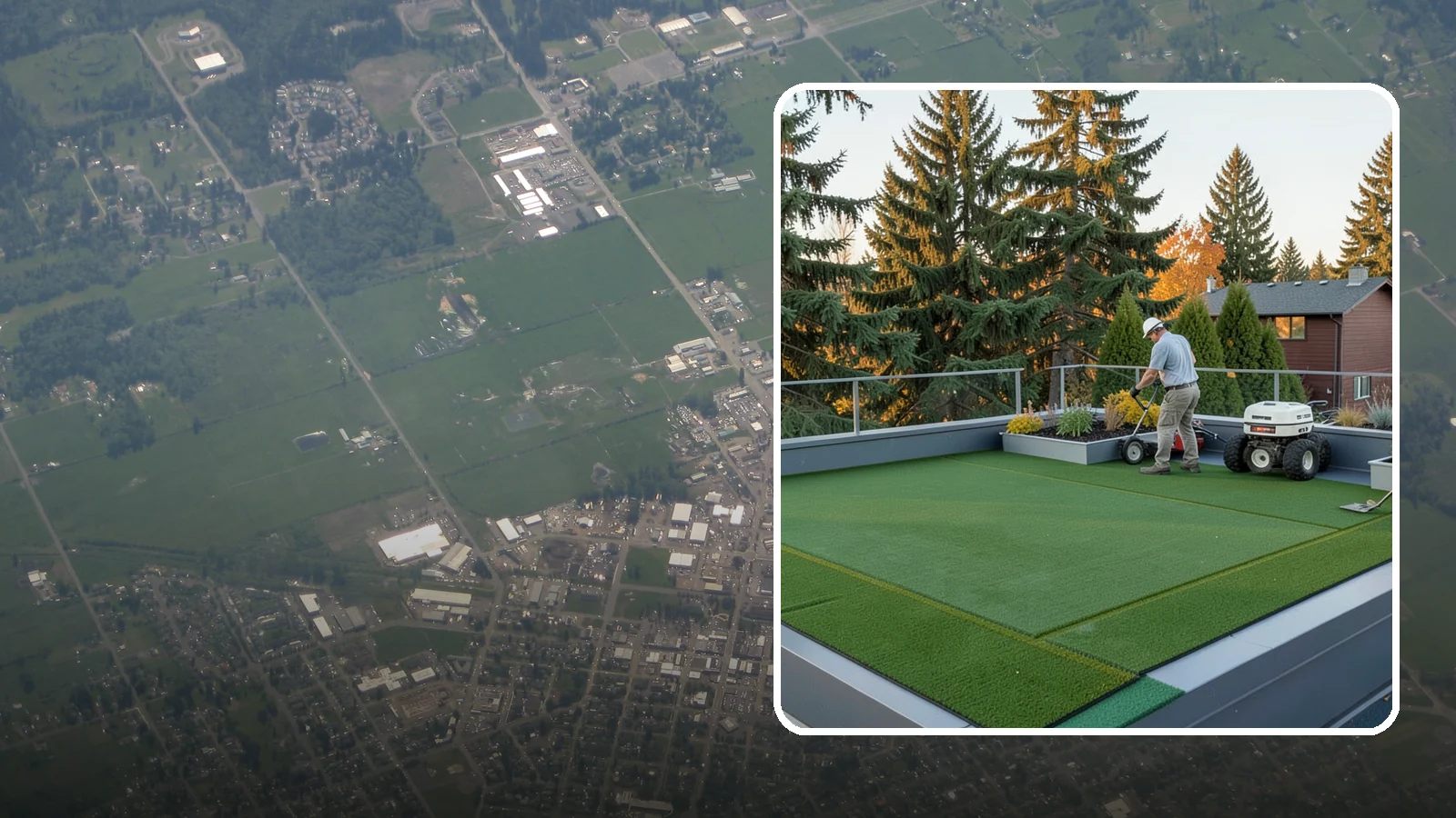 Rooftop & Balcony Turf Installation in Enumclaw, King County, WA - Lightweight turf for rooftops, balconies, and decks that adds green space to hard surfaces with fast drainage.