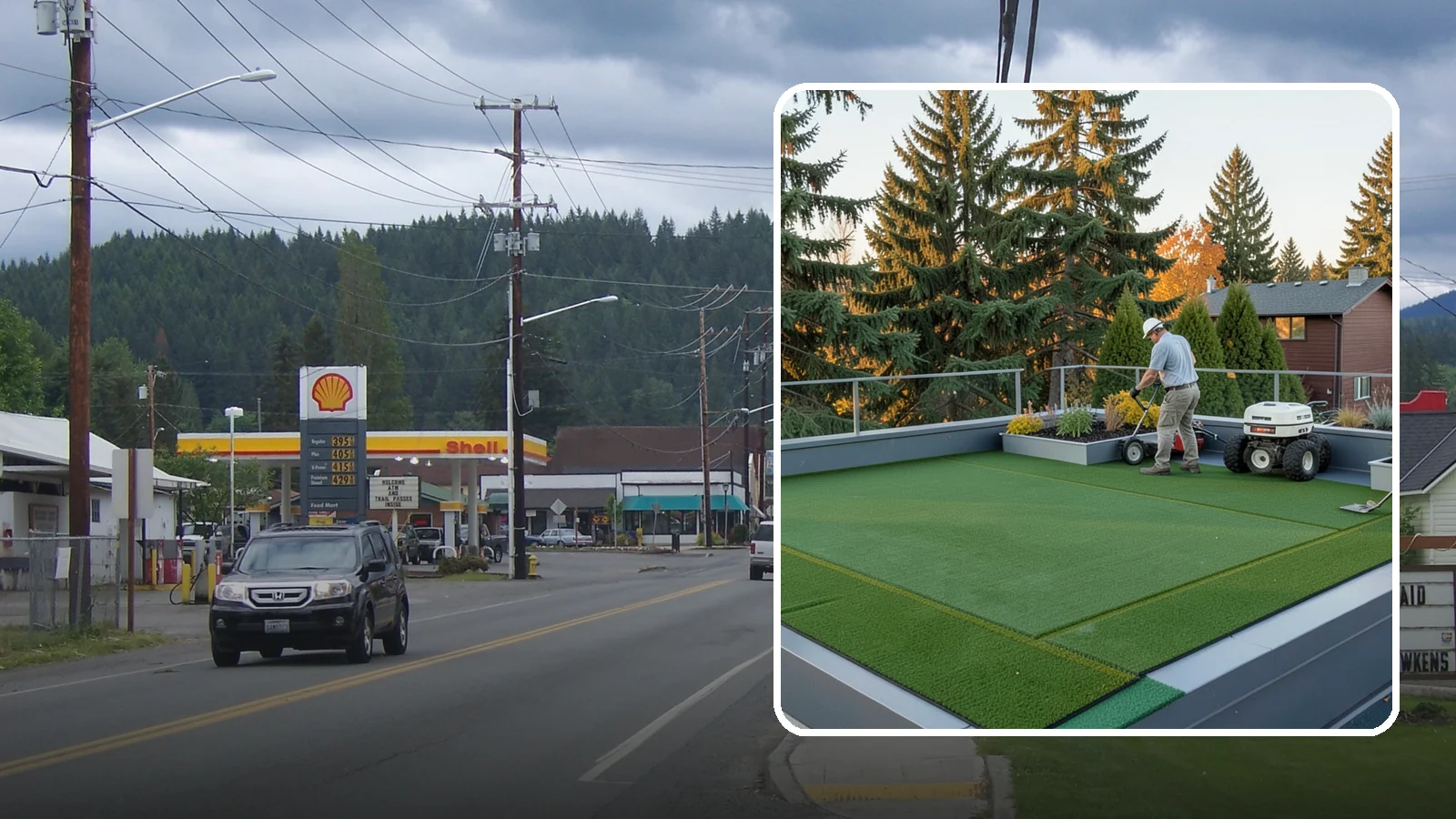 Rooftop & Balcony Turf Installation in Granite Falls, Snohomish County, WA - Lightweight turf for rooftops, balconies, and decks that adds green space to hard surfaces with fast drainage.