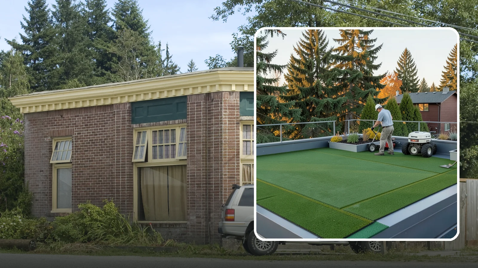 Rooftop & Balcony Turf Installation in Hamilton, Skagit County, WA - Lightweight turf for rooftops, balconies, and decks that adds green space to hard surfaces with fast drainage.