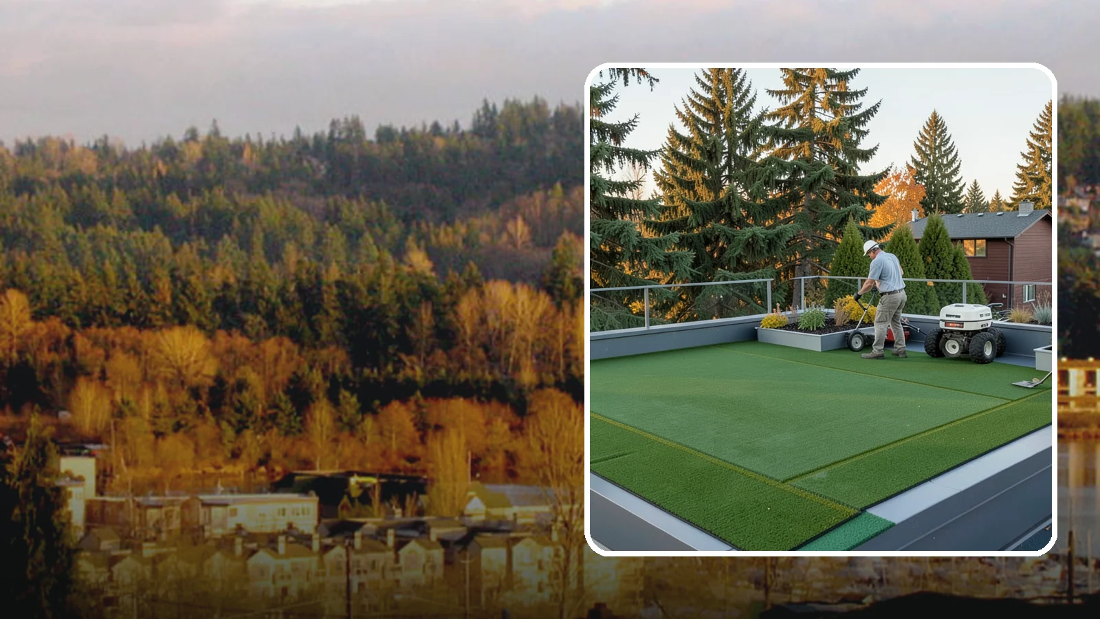 Rooftop & Balcony Turf Installation in Kenmore, King County, WA - Lightweight turf for rooftops, balconies, and decks that adds green space to hard surfaces with fast drainage.