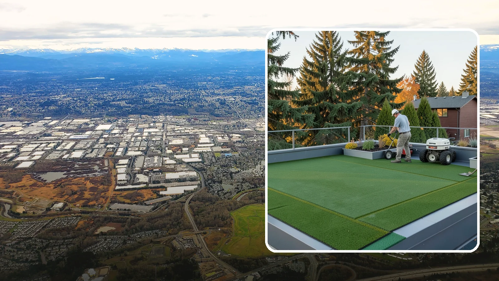 Rooftop & Balcony Turf Installation in Kent, King County, WA - Lightweight turf for rooftops, balconies, and decks that adds green space to hard surfaces with fast drainage.