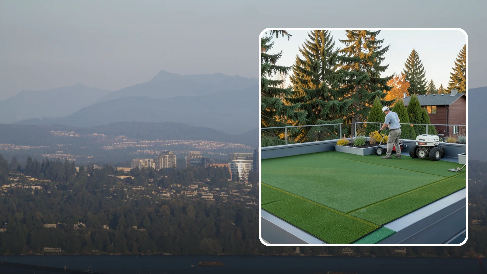 Rooftop & Balcony Turf Installation in Medina, King County, WA - Lightweight turf for rooftops, balconies, and decks that adds green space to hard surfaces with fast drainage.