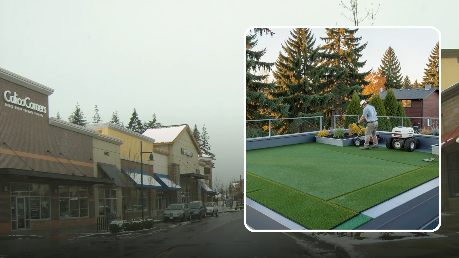 Rooftop & Balcony Turf Installation in Mill Creek, Snohomish County, WA - Lightweight turf for rooftops, balconies, and decks that adds green space to hard surfaces with fast drainage.