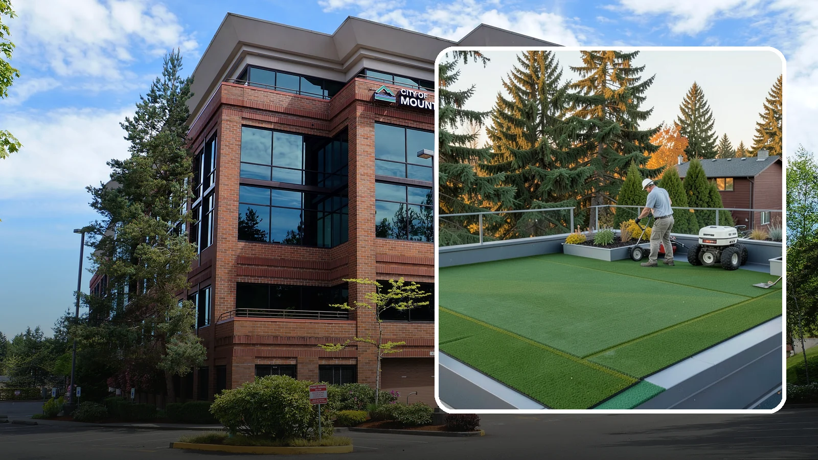 Rooftop & Balcony Turf Installation in Mountlake Terrace, Snohomish County, WA - Lightweight turf for rooftops, balconies, and decks that adds green space to hard surfaces with fast drainage.