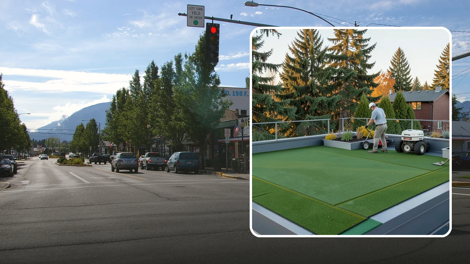 Rooftop & Balcony Turf Installation in North Bend, King County, WA - Lightweight turf for rooftops, balconies, and decks that adds green space to hard surfaces with fast drainage.