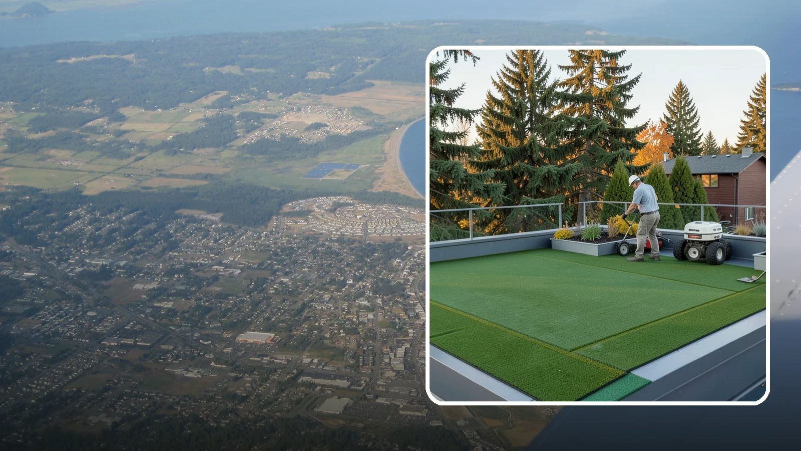 Rooftop & Balcony Turf Installation in Oak Harbor, Island County, WA - Lightweight turf for rooftops, balconies, and decks that adds green space to hard surfaces with fast drainage.