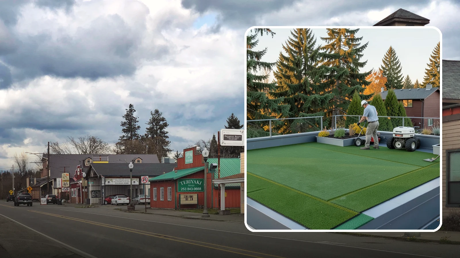 Rooftop & Balcony Turf Installation in Roy, Pierce County, WA - Lightweight turf for rooftops, balconies, and decks that adds green space to hard surfaces with fast drainage.