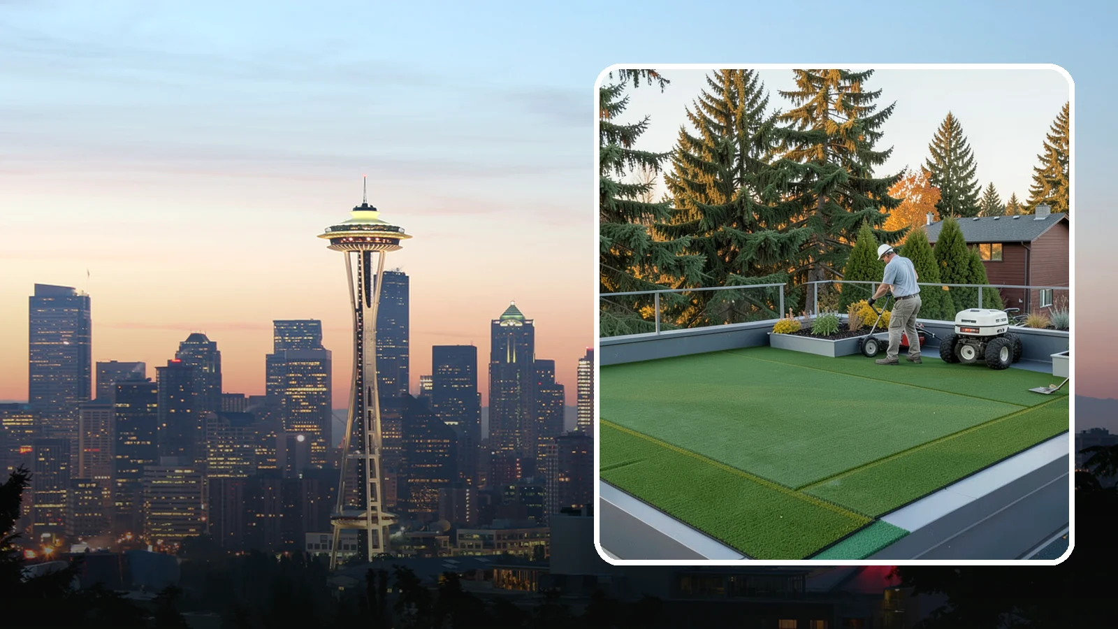 Rooftop & Balcony Turf Installation in Seattle, King County, WA - Lightweight turf for rooftops, balconies, and decks that adds green space to hard surfaces with fast drainage.