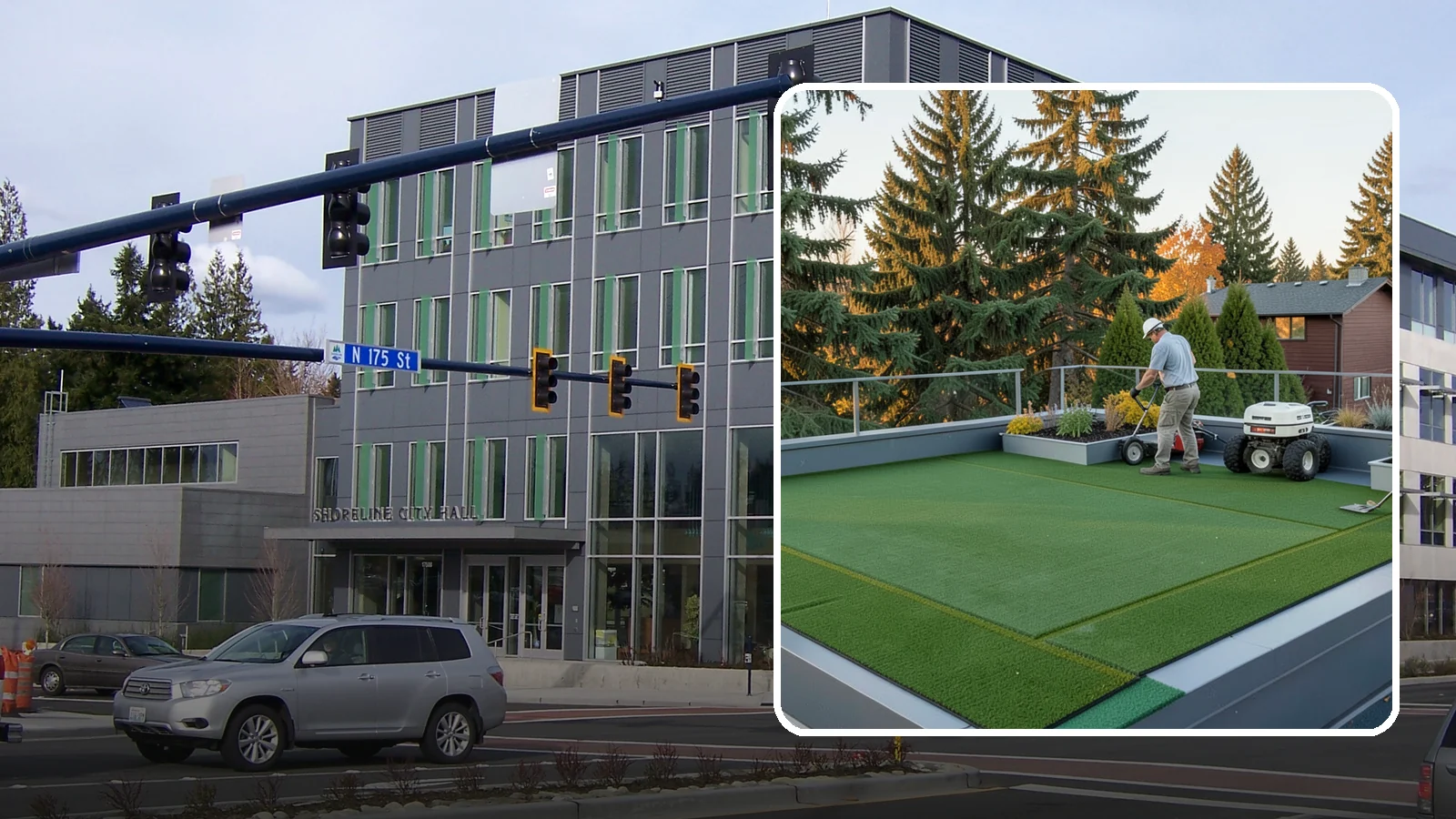 Rooftop & Balcony Turf Installation in Shoreline, King County, WA - Lightweight turf for rooftops, balconies, and decks that adds green space to hard surfaces with fast drainage.
