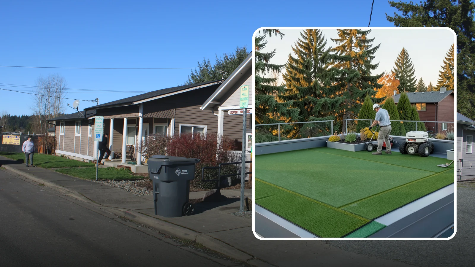Rooftop & Balcony Turf Installation in South Prairie, Pierce County, WA - Lightweight turf for rooftops, balconies, and decks that adds green space to hard surfaces with fast drainage.