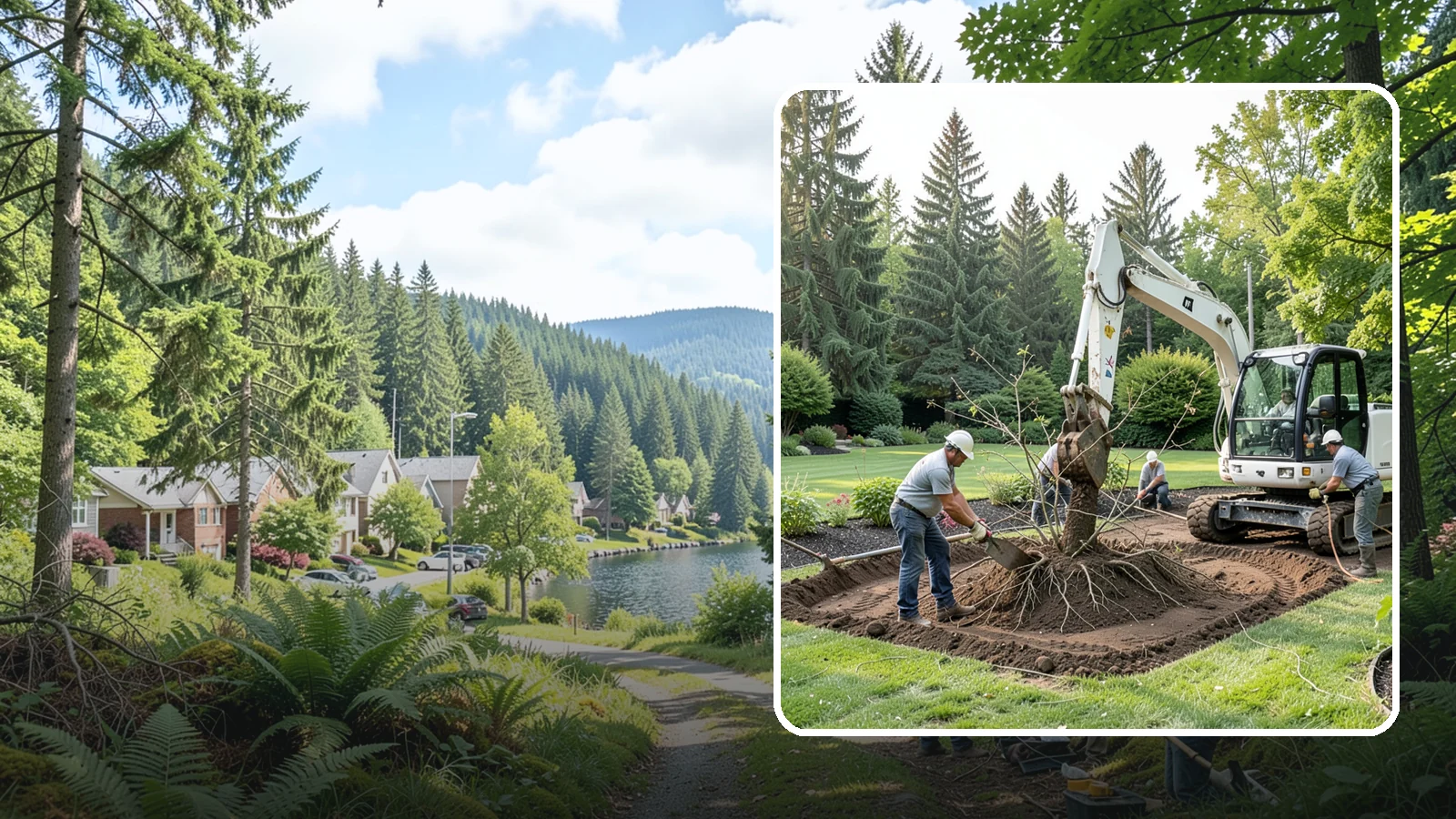 Root Flare Excavation in Lake Forest Park, King County, WA - Root flare excavation that uncovers a buried trunk base to stop rot and girdling before they kill the tree.