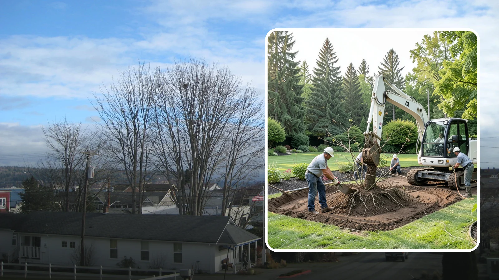 Root Flare Excavation in Langley, Island County, WA - Root flare excavation that uncovers a buried trunk base to stop rot and girdling before they kill the tree.