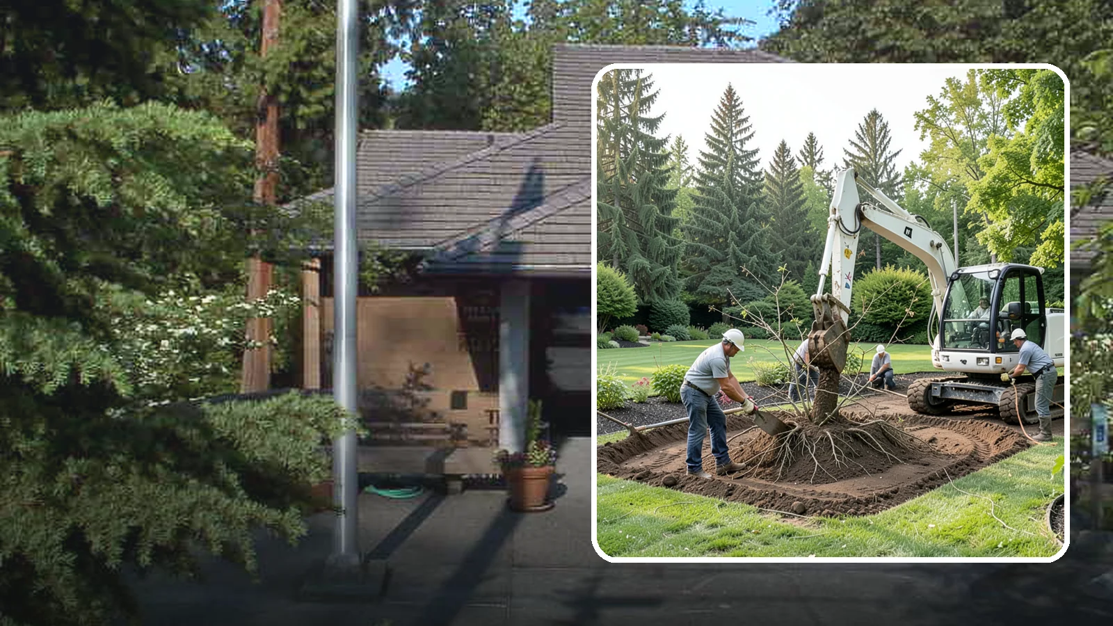 Root Flare Excavation in Yarrow Point, King County, WA - Root flare excavation that uncovers a buried trunk base to stop rot and girdling before they kill the tree.