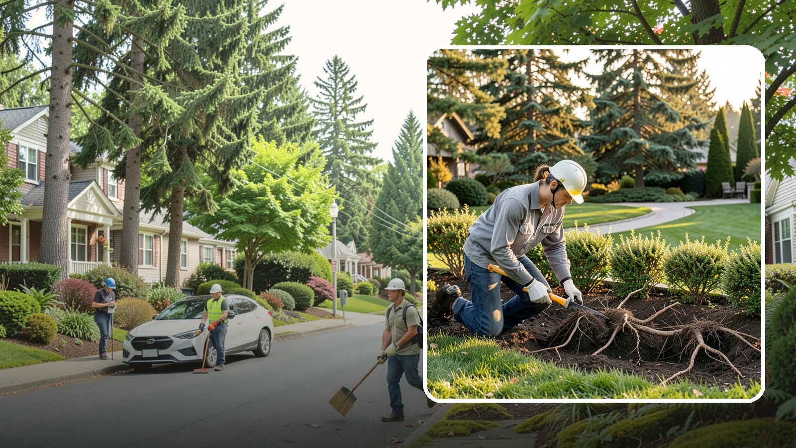 Root Pruning in Beaux Arts Village, King County, WA - Targeted root pruning that manages invasive roots and prepares plants for a successful future move.