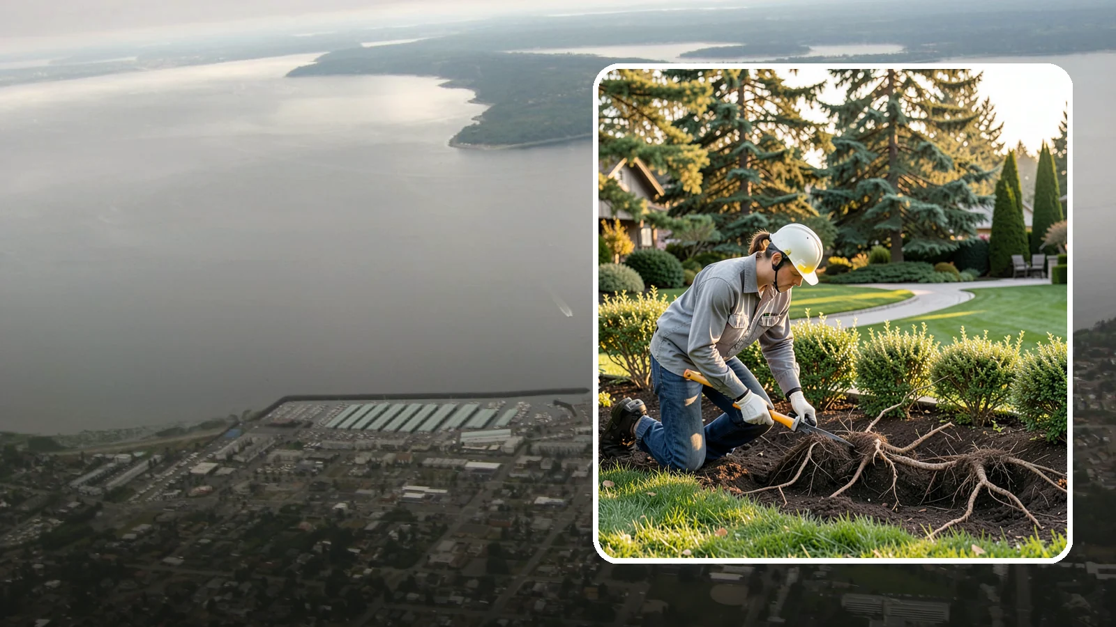 Root Pruning in Des Moines, King County, WA - Targeted root pruning that manages invasive roots and prepares plants for a successful future move.