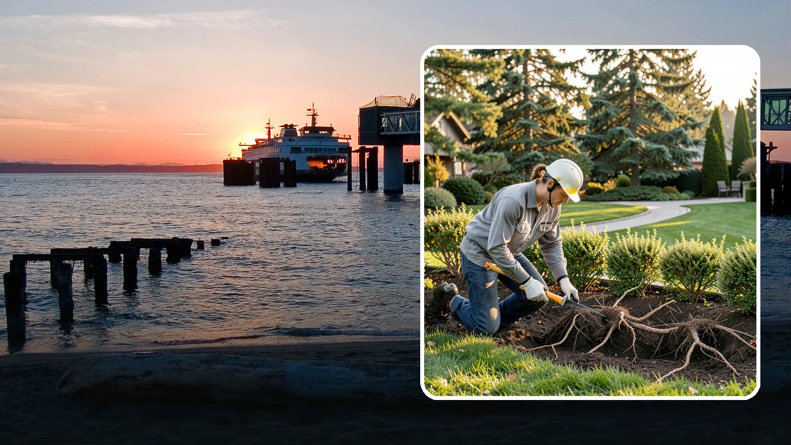 Root Pruning in Edmonds, Snohomish County, WA - Targeted root pruning that manages invasive roots and prepares plants for a successful future move.