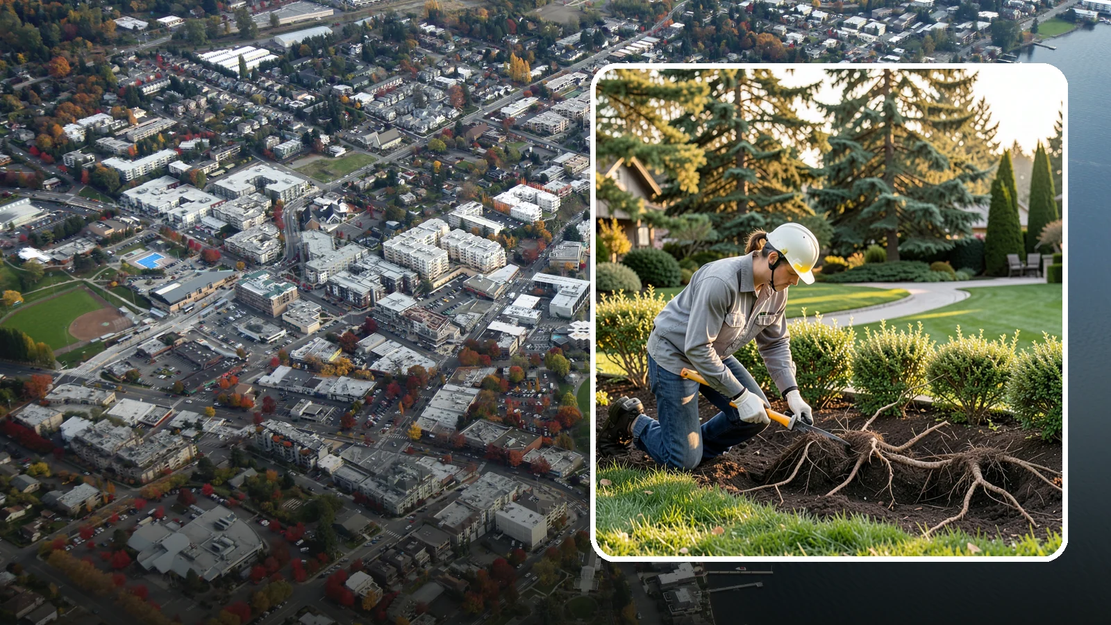 Root Pruning in Kirkland, King County, WA - Targeted root pruning that manages invasive roots and prepares plants for a successful future move.