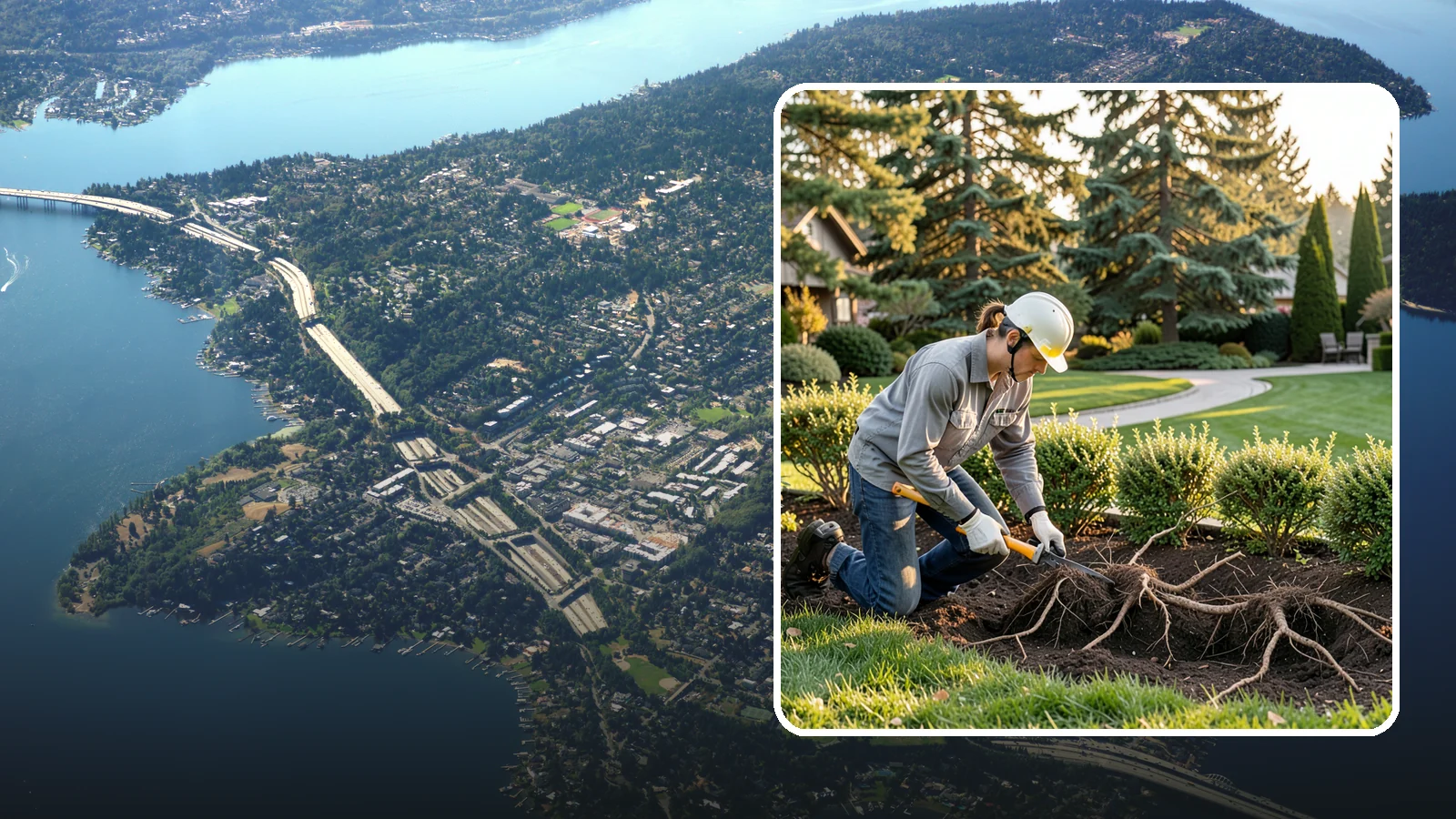 Root Pruning in Mercer Island, King County, WA - Targeted root pruning that manages invasive roots and prepares plants for a successful future move.