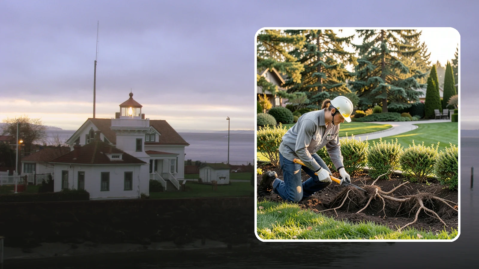 Root Pruning in Mukilteo, Snohomish County, WA - Targeted root pruning that manages invasive roots and prepares plants for a successful future move.