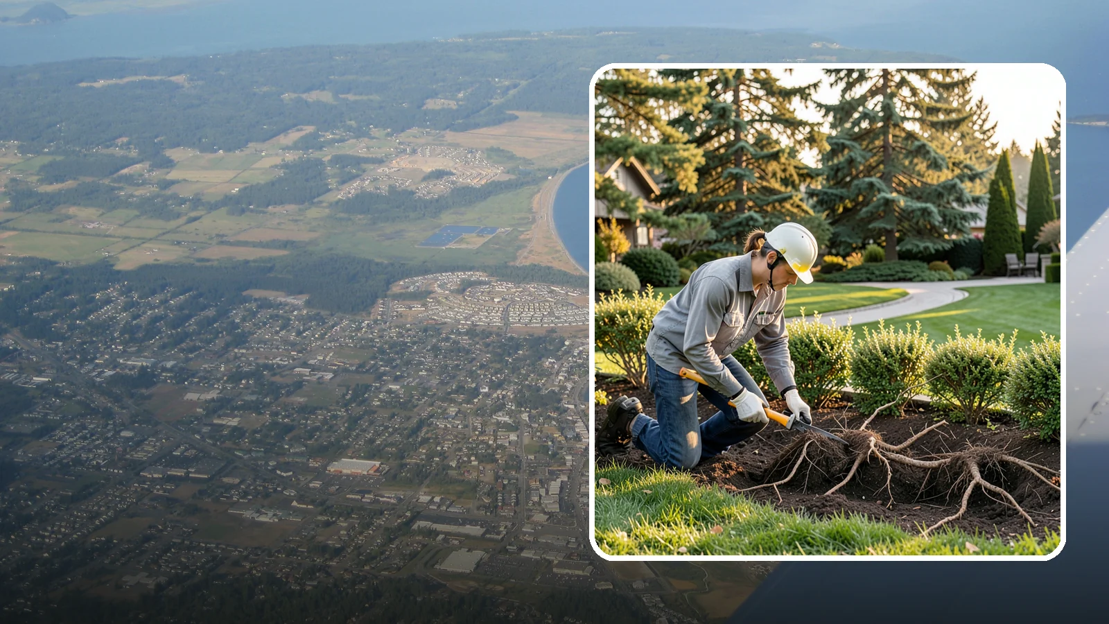 Root Pruning in Oak Harbor, Island County, WA - Targeted root pruning that manages invasive roots and prepares plants for a successful future move.