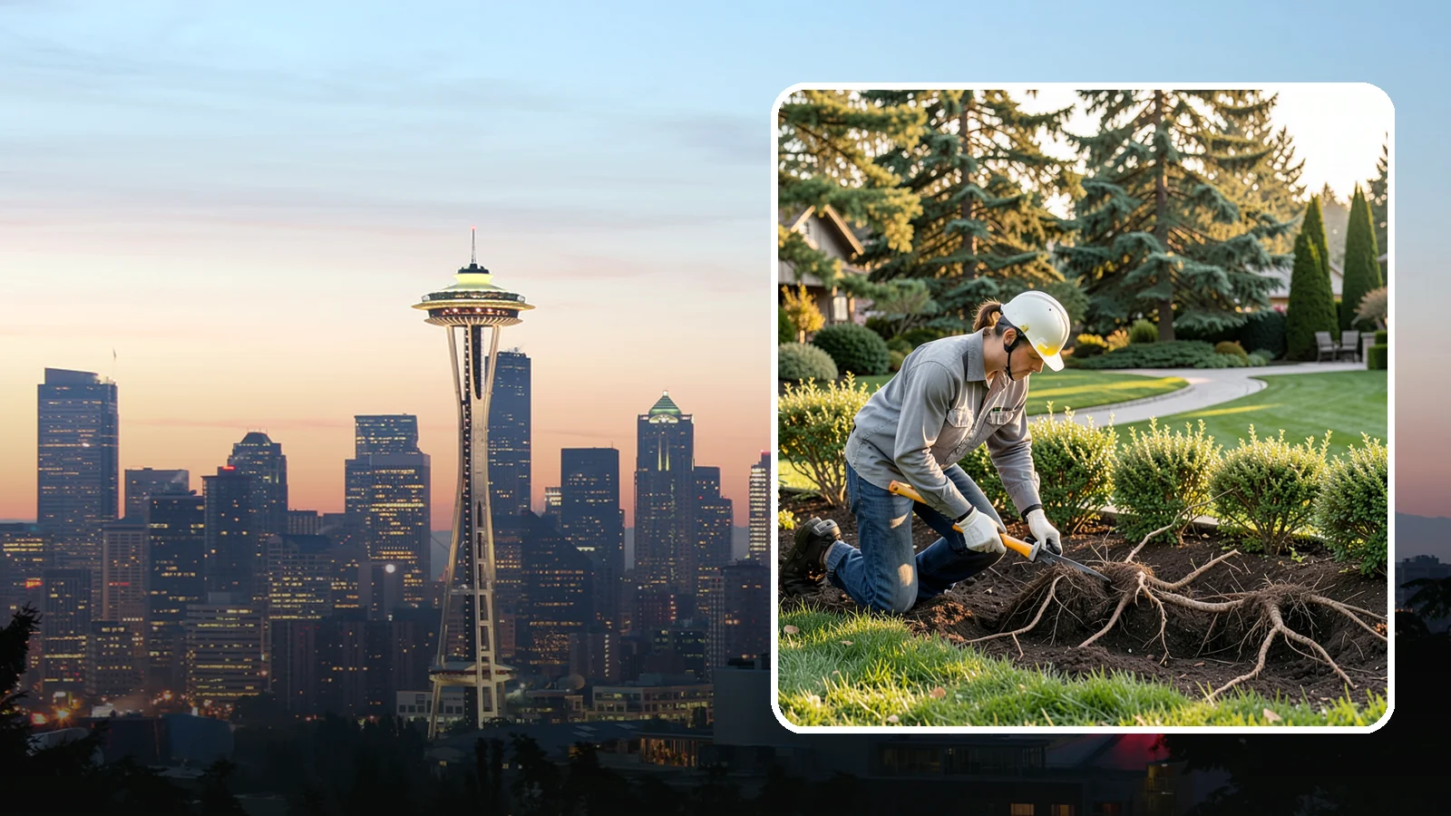 Root Pruning in Seattle, King County, WA - Targeted root pruning that manages invasive roots and prepares plants for a successful future move.