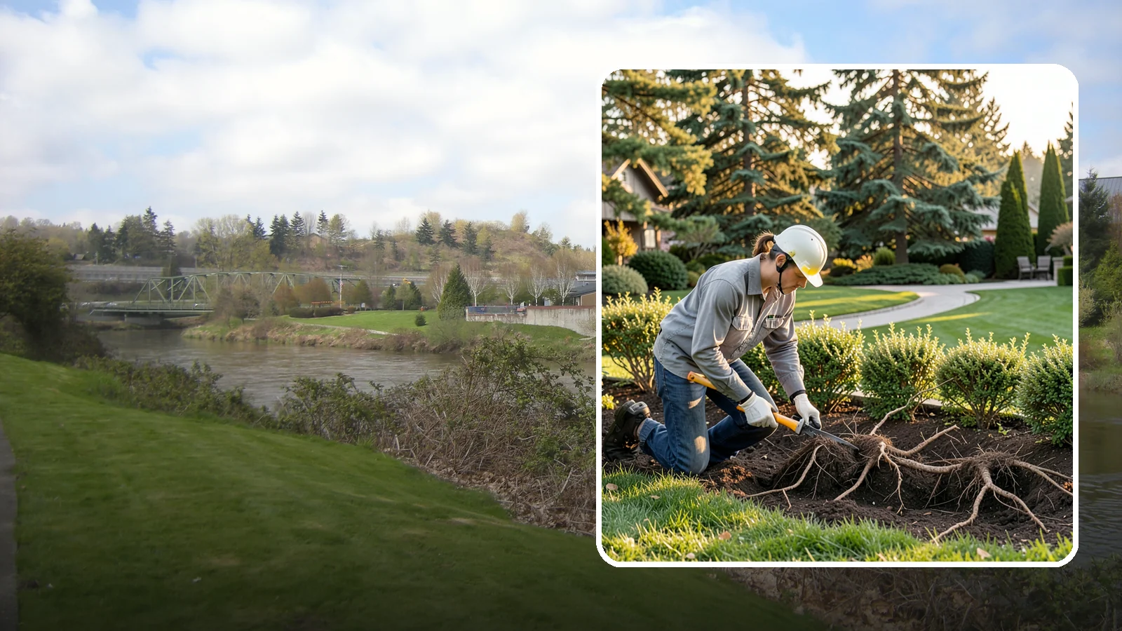Root Pruning in Tukwila, King County, WA - Targeted root pruning that manages invasive roots and prepares plants for a successful future move.