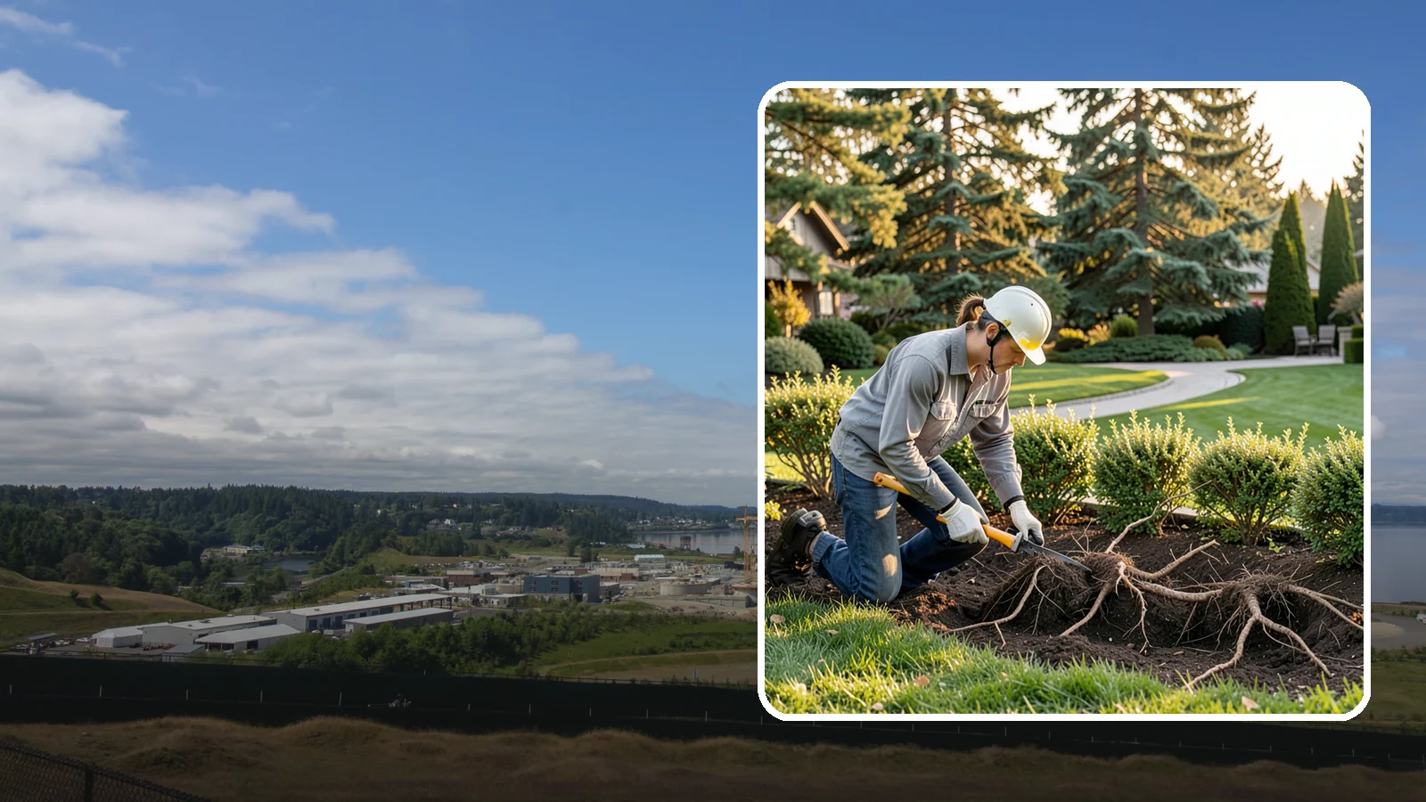 Root Pruning in University Place, Pierce County, WA - Targeted root pruning that manages invasive roots and prepares plants for a successful future move.