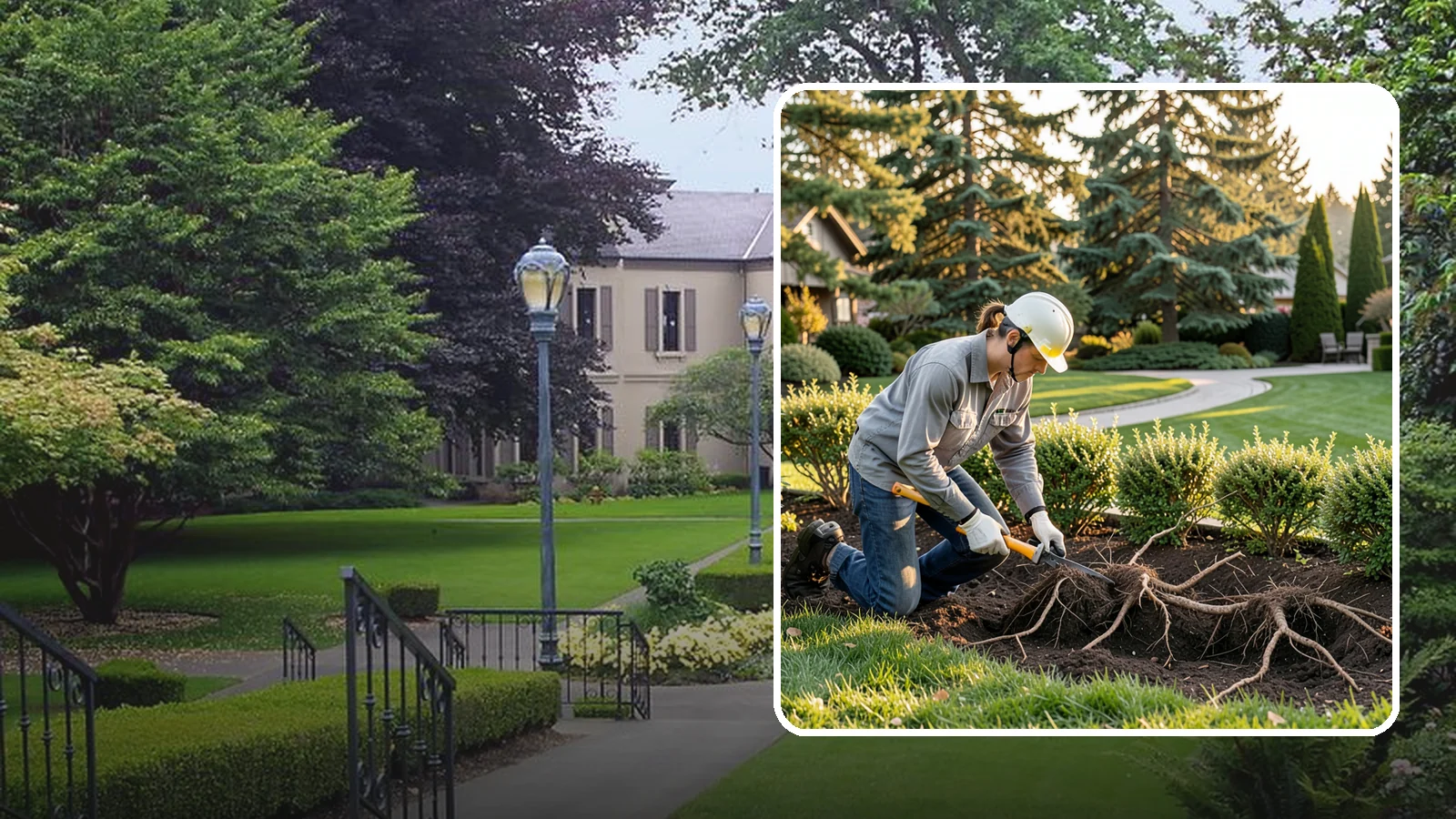 Root Pruning in Woodinville, King County, WA - Targeted root pruning that manages invasive roots and prepares plants for a successful future move.