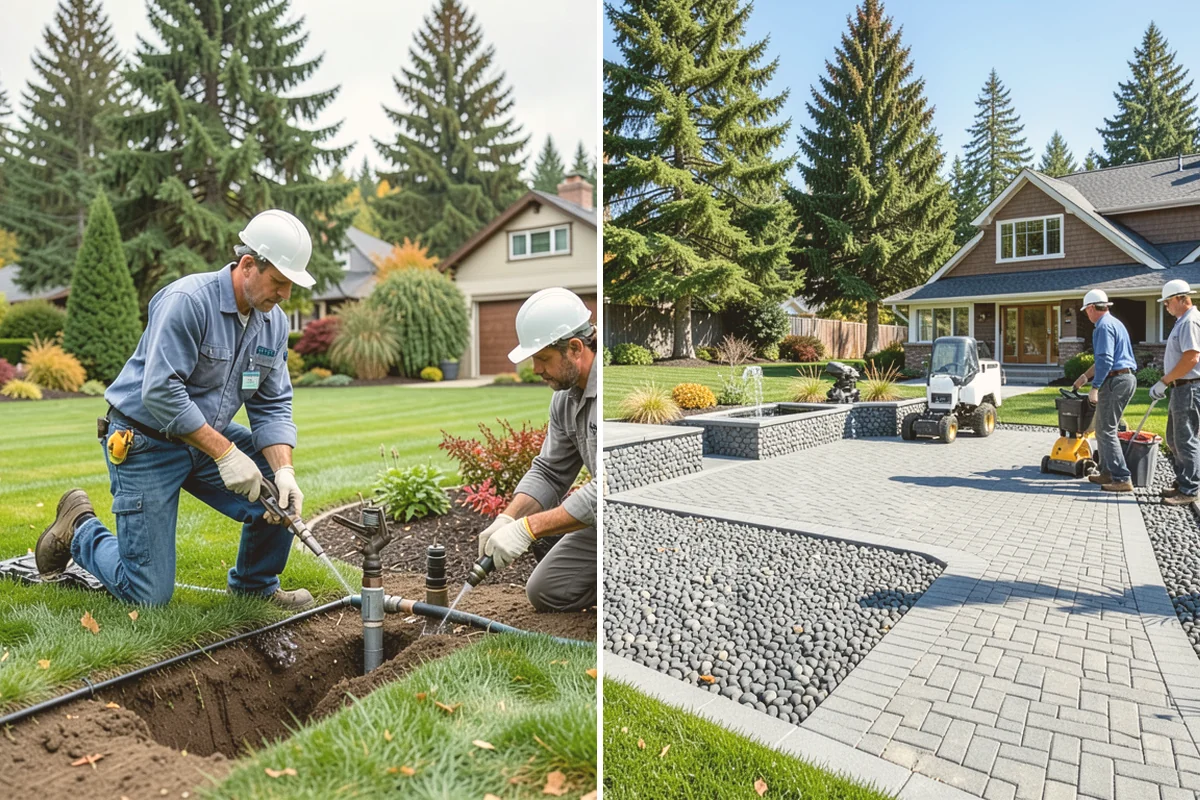 Rubber Mulch Installation in Bellevue, King County, WA - Define and prep the area