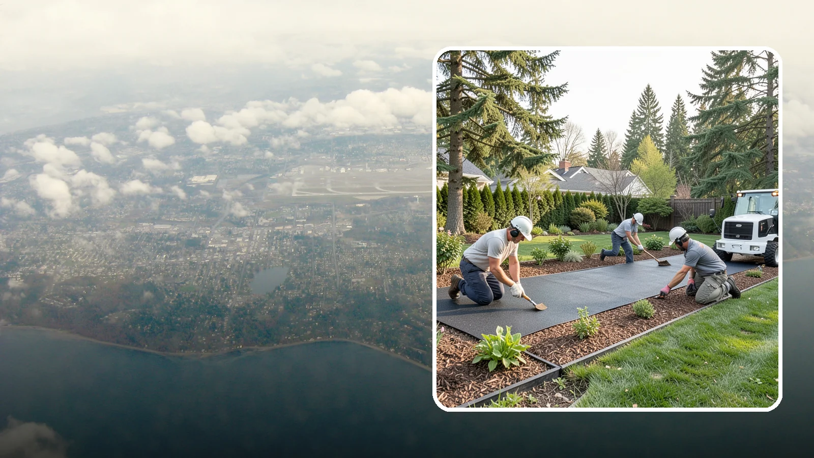 Rubber Mulch Installation in Burien, King County, WA - Recycled rubber mulch installed for playgrounds, play areas, and beds that never need replacing.
