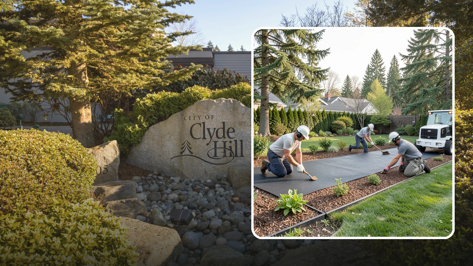 Rubber Mulch Installation in Clyde Hill, King County, WA - Recycled rubber mulch installed for playgrounds, play areas, and beds that never need replacing.