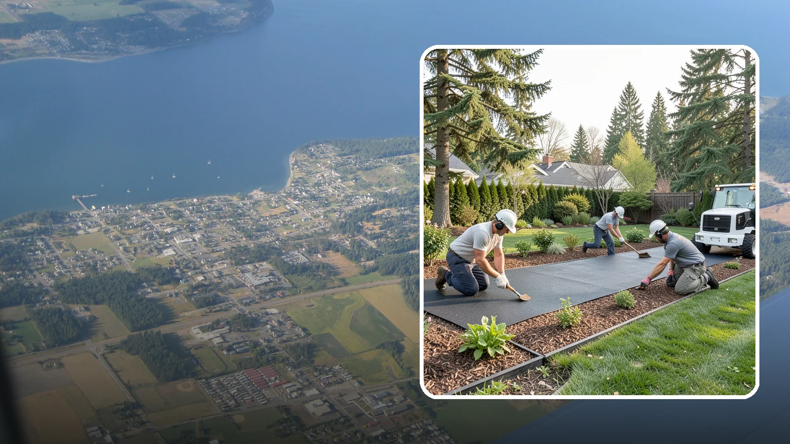 Rubber Mulch Installation in Coupeville, Island County, WA - Recycled rubber mulch installed for playgrounds, play areas, and beds that never need replacing.